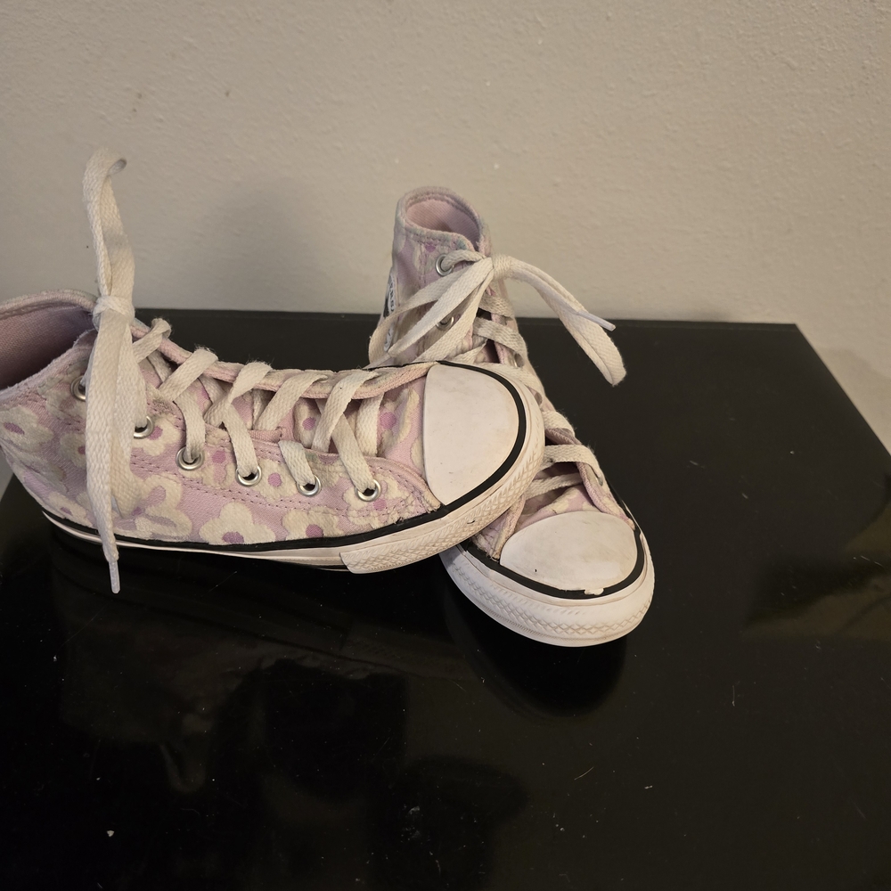 Converse Lavender Floral High-Top Canvas Sneakers